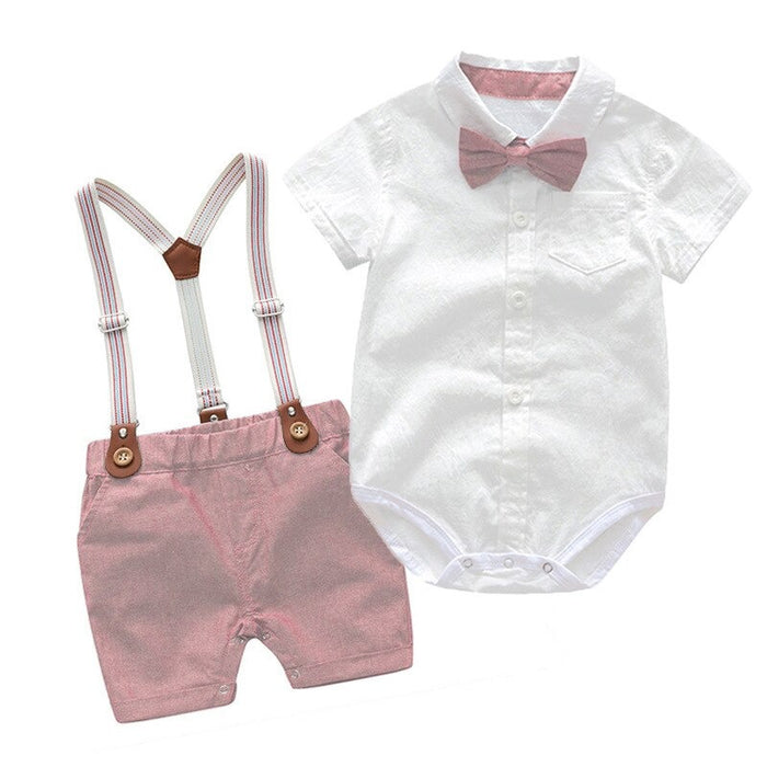 2Pcs Short Sleeve Romper And Short Pants Set