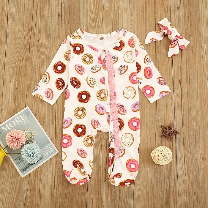 Floral Romper With Headband For Toddlers