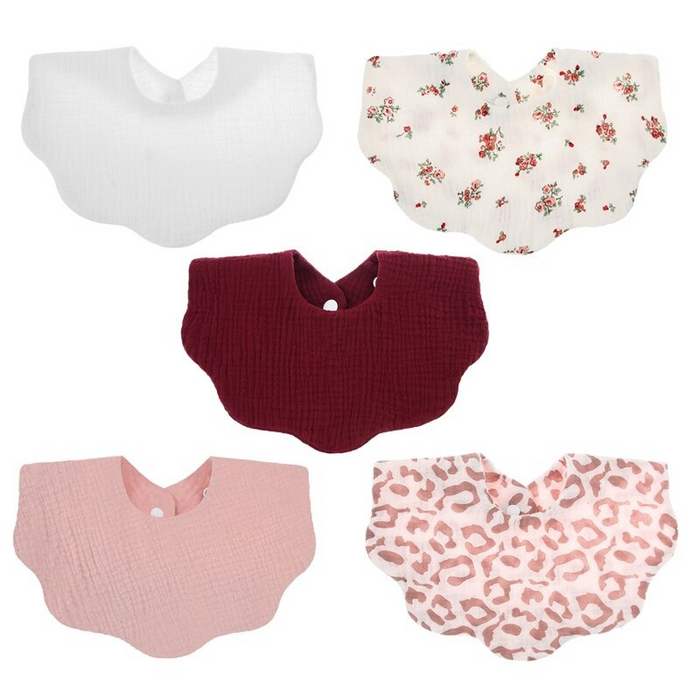 5Pcs Pure Cotton Baby Feeding Bibs