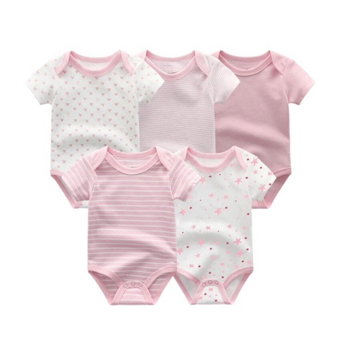 Printed 5Pcs Newborn's Baby Bodysuit Set