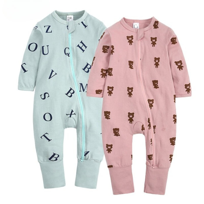 2Pcs Baby Girl Zipper Jumpsuit Cotton Rompers