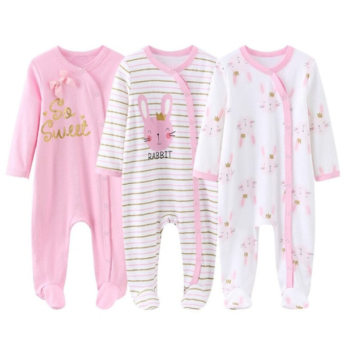 3Pcs Rompers Clothes Set For Newborn Baby