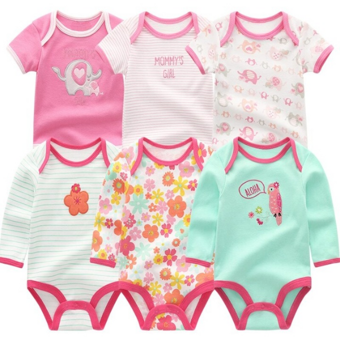 6Pcs Newborn Baby Rompers Bodysuit Set