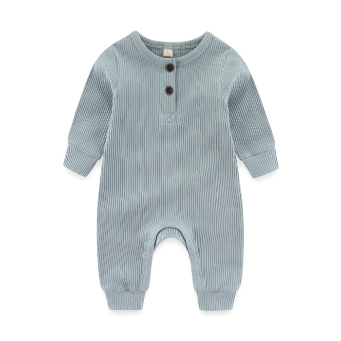 Solid Long Sleeves Cotton Bodysuit For Infants