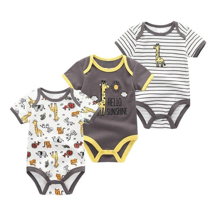 3 Pieces Cotton Romper Baby Bodysuit Set