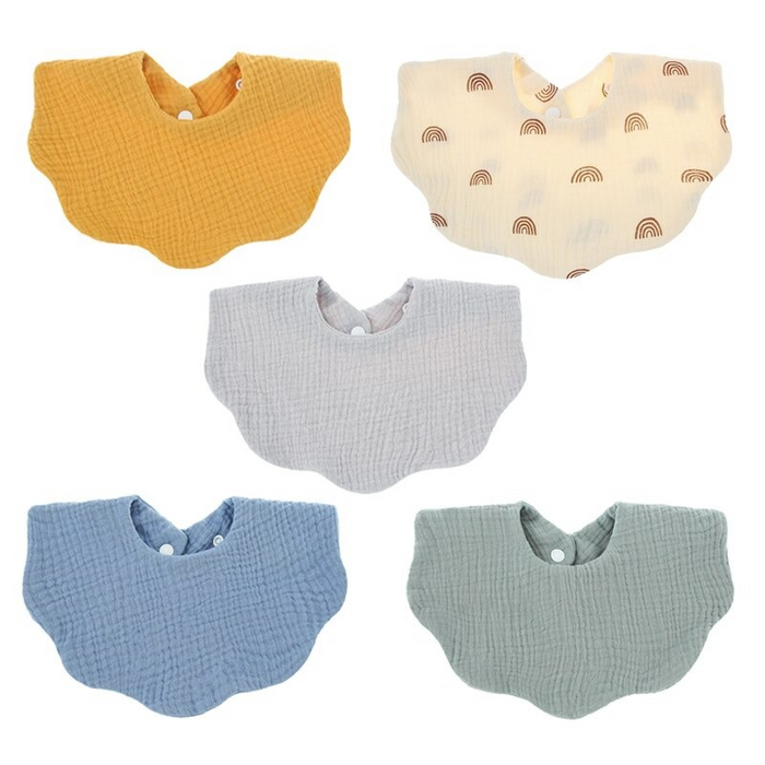 5Pcs Pure Cotton Baby Feeding Bibs