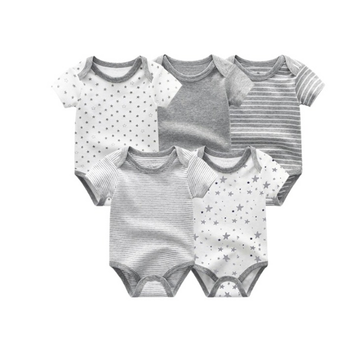 Printed 5Pcs Newborn's Baby Bodysuit Set