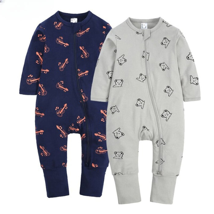 2Pcs Baby Girl Zipper Jumpsuit Cotton Rompers