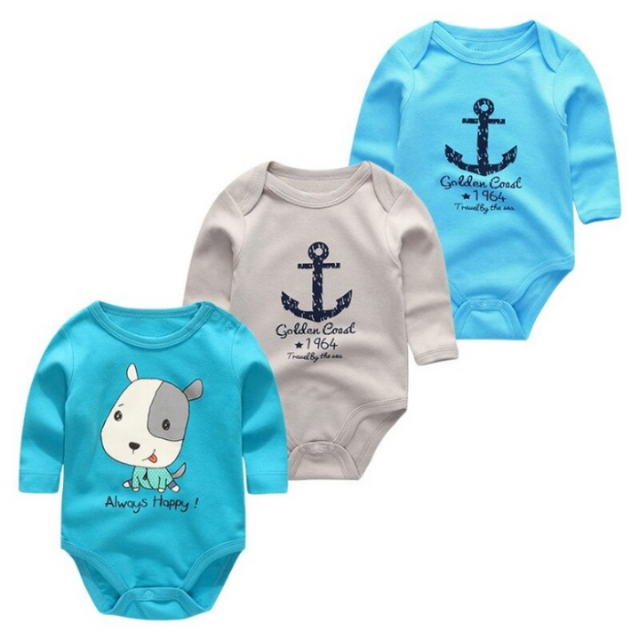 Girl Rompers Cartoon Printing 3Pcs Cotton Bodysuit Set