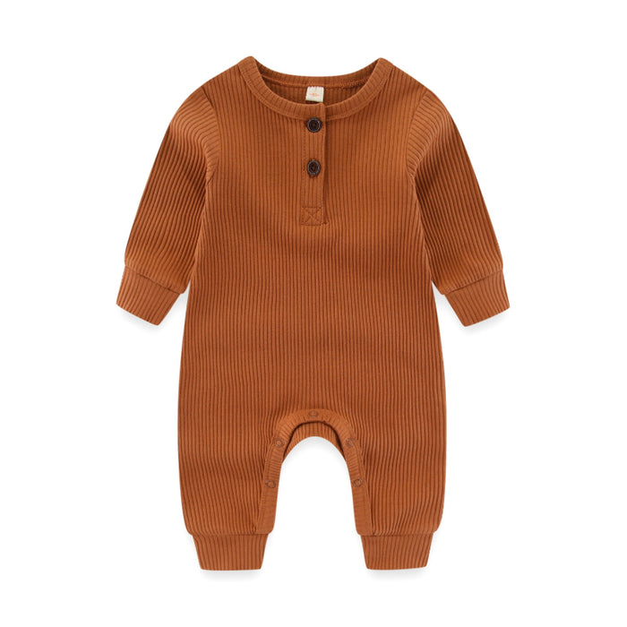 Solid Long Sleeves Cotton Bodysuit For Infants