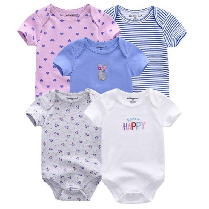 5Pcs Multicolor Unicorn Girls Bodysuit Sets