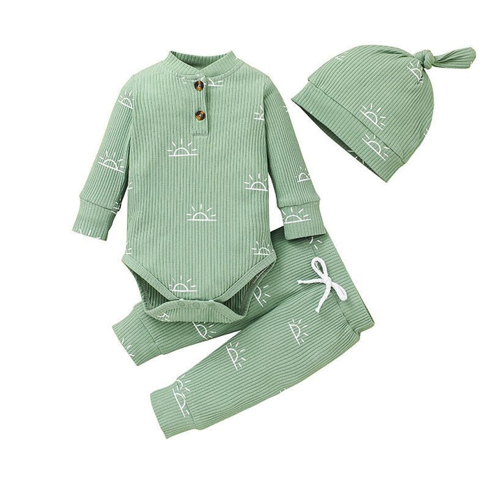 3 Pcs Baby Casual Jumpsuit With Hat