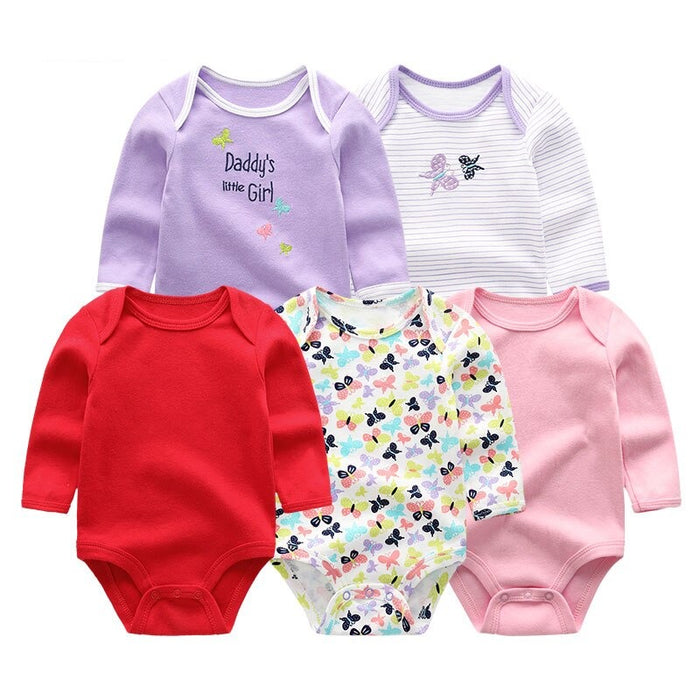 5 Pcs Cotton Toddler Bodysuits Set