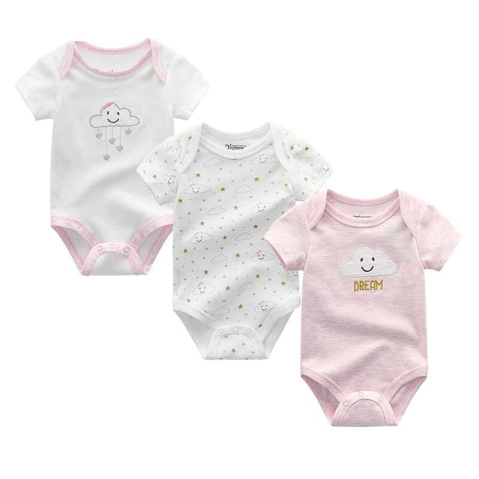 Kiddiezoom 3Pcs Baby Bodysuits New Born Boy Jumpsuit