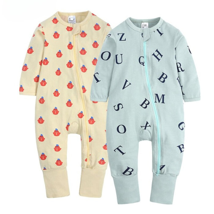 2Pcs Baby Girl Zipper Jumpsuit Cotton Rompers