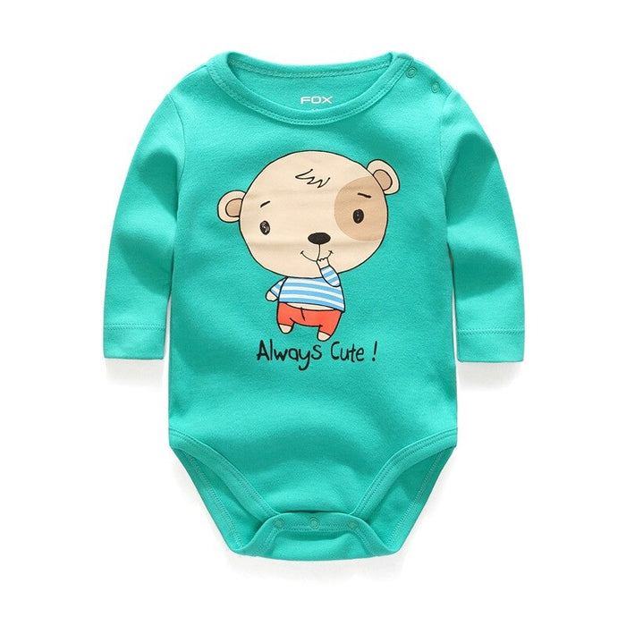 Solid Color Long Sleeve Toddler Cotton Romper