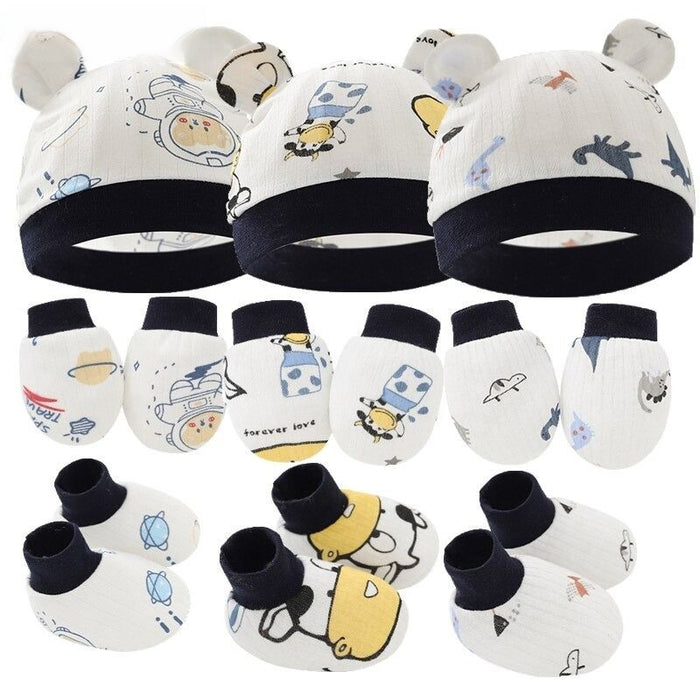 New Born Baby 3 Pcs Hat, Gloves And Foot Cover Set