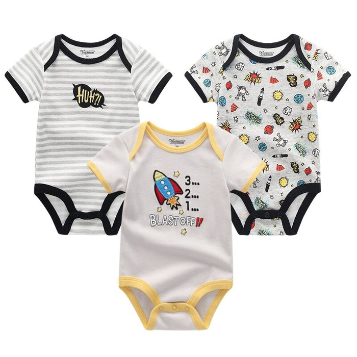 3PCS Cartoon Unisex Baby Rompers Set