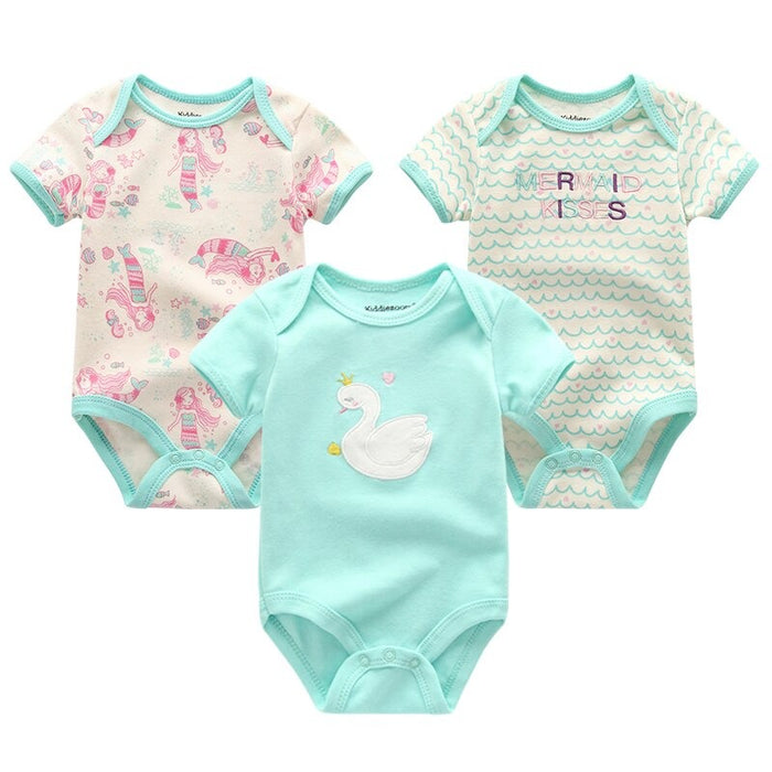 3Pcs Casual Cartoon Unisex Baby Rompers Set