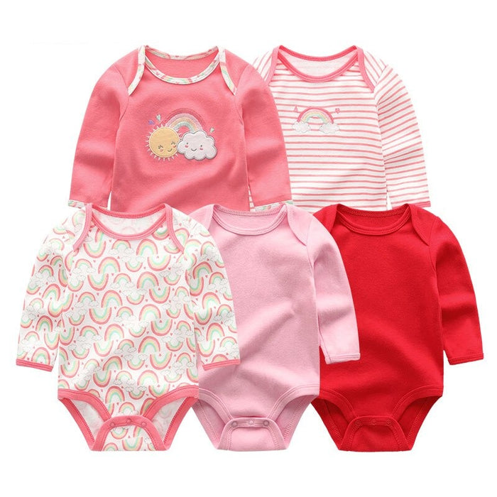 5 Pcs Cotton Toddler Bodysuits Set