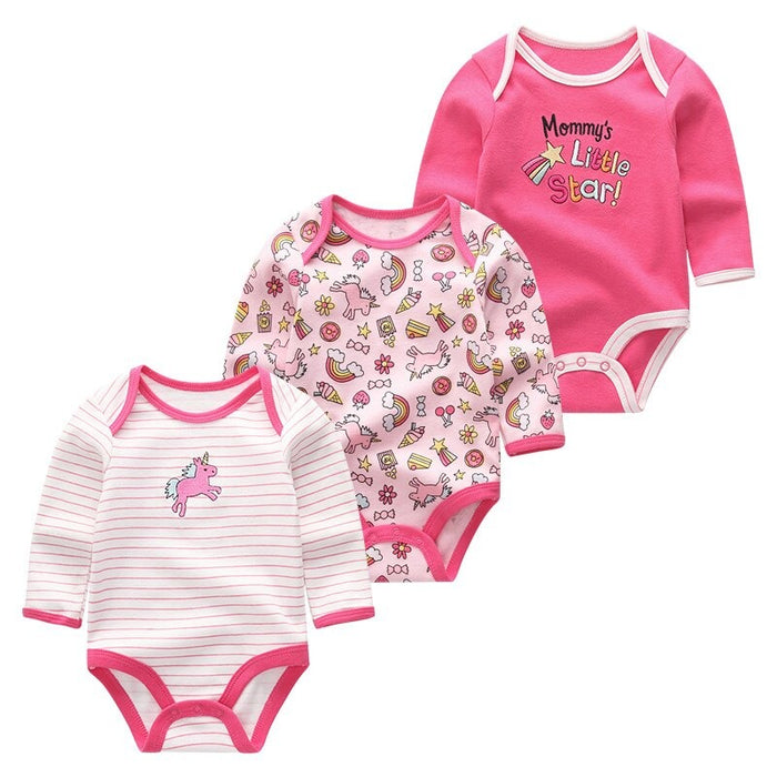 3Pcs Cartoon Printing Baby Rompers Set