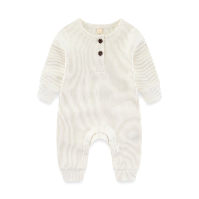 Solid Long Sleeves Cotton Bodysuit For Infants