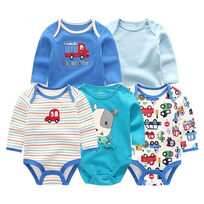 5 Pcs Cotton Toddler Bodysuits Set