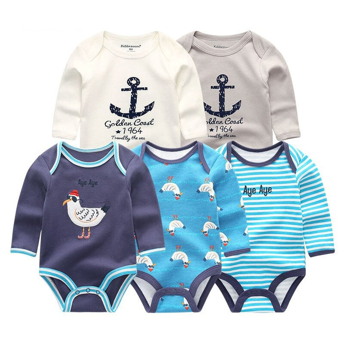 5 Pcs Cotton Toddler Bodysuits Set