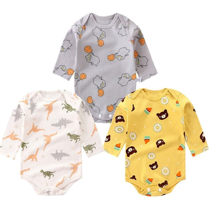 3Pcs Unisex Newborn Baby Long Sleeve Jumpsuit Set