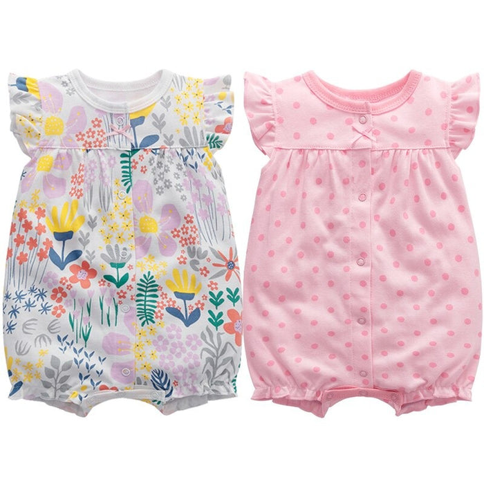 2Pcs Newborn Short Sleeve Romper Unisex Jumpsuit