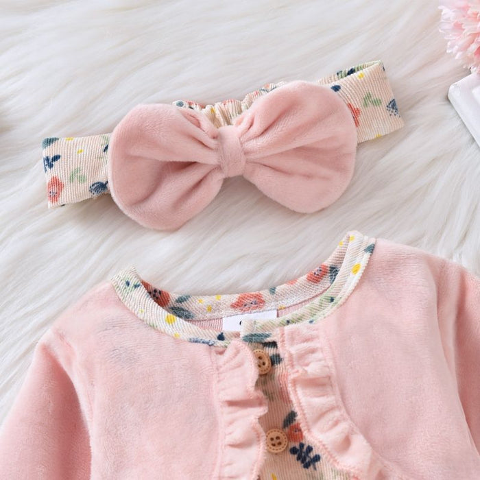 Floral Print Long Sleeves Dress For Girl Baby