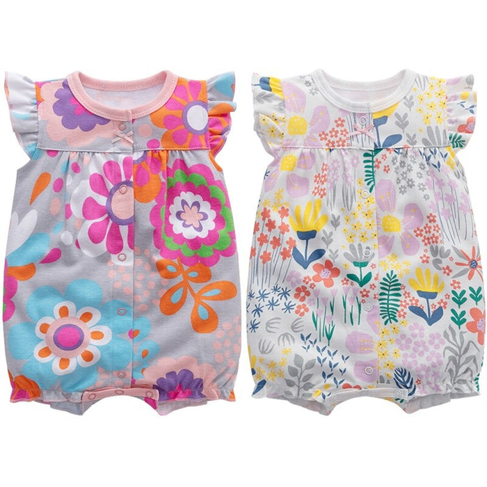 2Pcs Newborn Short Sleeve Romper Unisex Jumpsuit