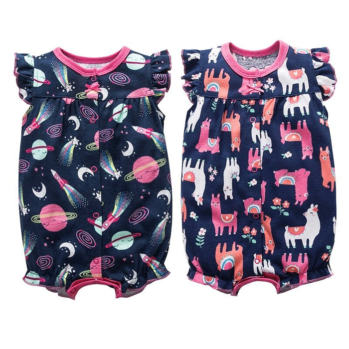 2Pcs Newborn Short Sleeve Romper Unisex Jumpsuit