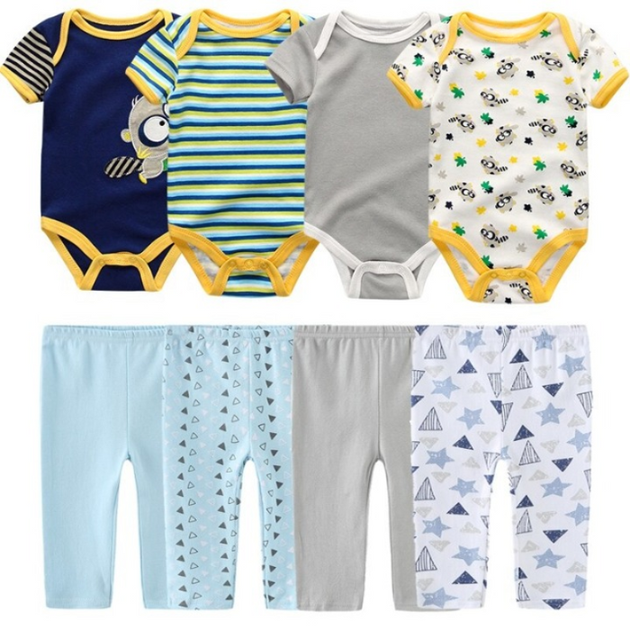 Infant Toddler 4Pcs Jumpsuits And Pants Set