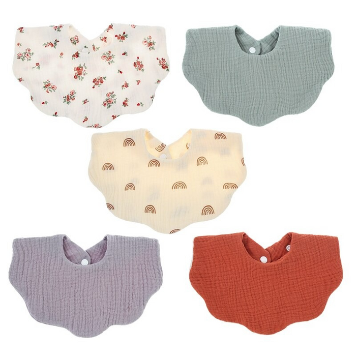 5Pcs Pure Cotton Baby Feeding Bibs Set