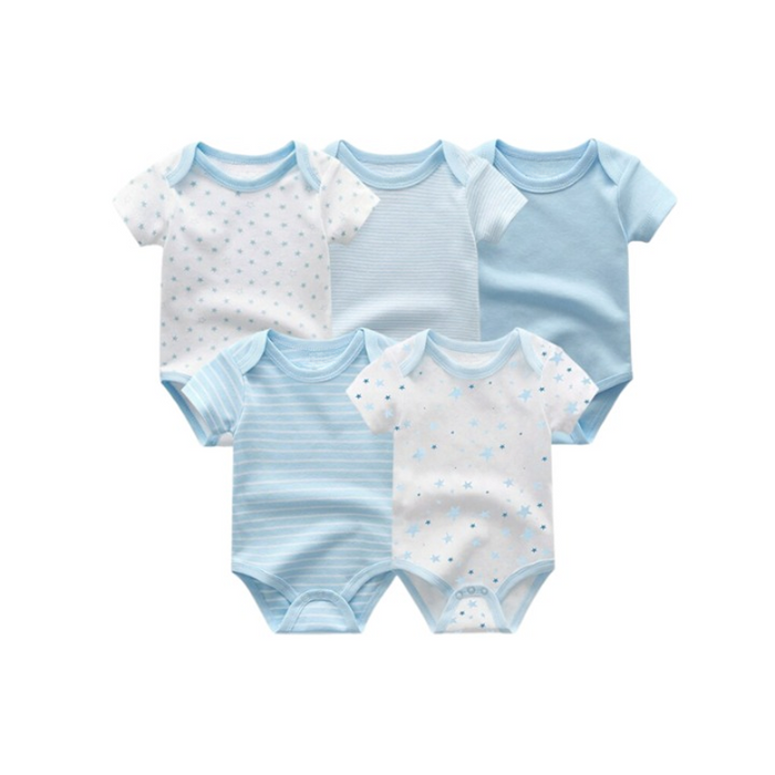 Printed 5Pcs Newborn's Baby Bodysuit Set