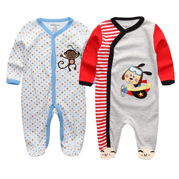 2 Pcs Long Sleeved Baby Sleeper Printed Romper