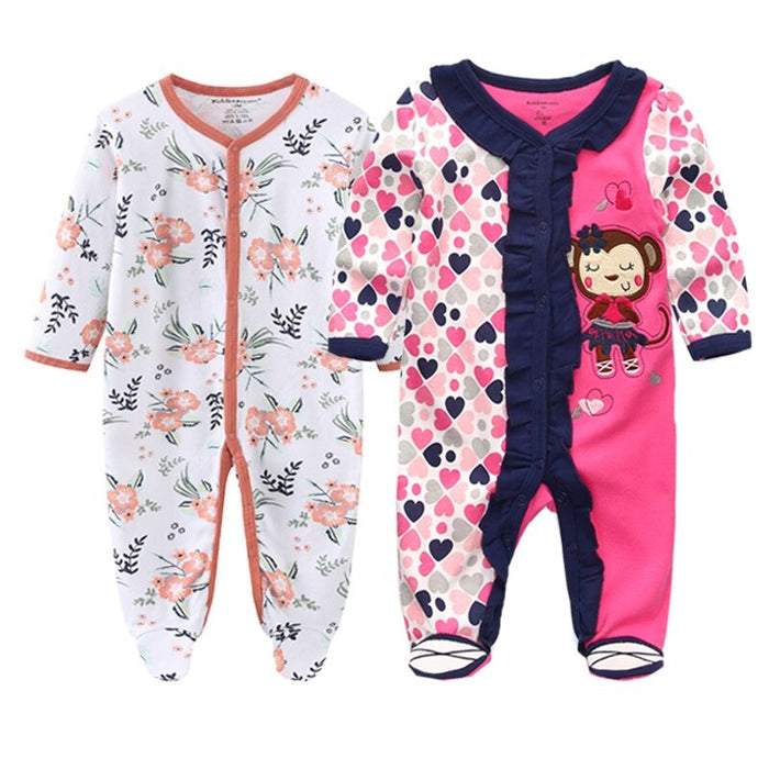 2 Pcs Long Sleeved Baby Sleeper Printed Romper