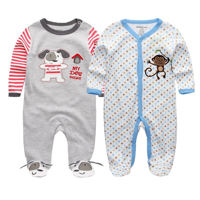 2 Pcs Long Sleeved Baby Sleeper Printed Romper