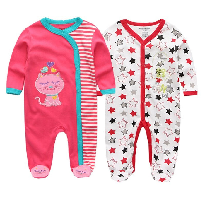 2 Pcs Long Sleeved Baby Sleeper Printed Romper