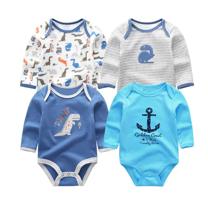 Unisex Long Sleeves Baby Rompers (Pack Of 4)