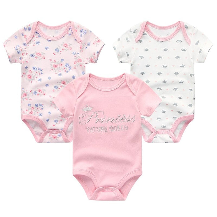 Summer Newborn Baby 3Pcs Printed Bodysuits Set