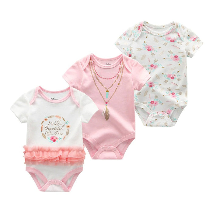 O Neck Collar 3 Piece Baby Bodysuits