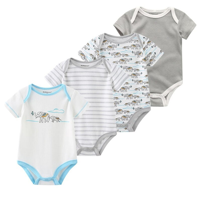 4Pcs Short Sleeve Cotton Jumpsuit Set For Newborn Baby