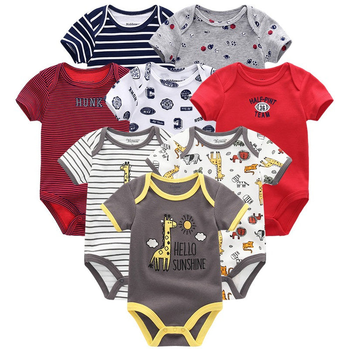 8Pcs Short Sleeve Infant Bodysuit Set