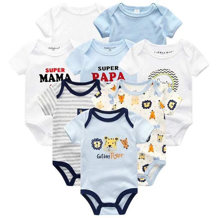 8Pcs Of Short Sleeve Infant Romper Set