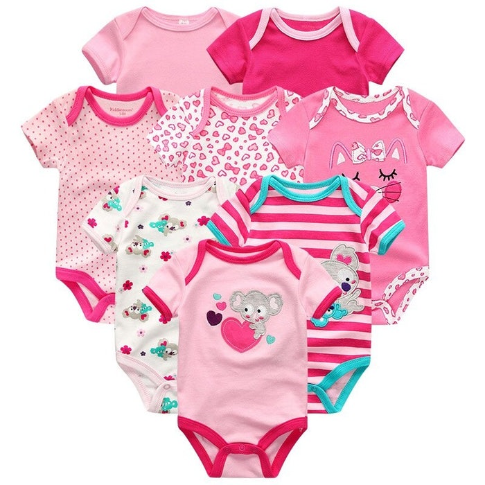 8Pcs Of Short Sleeve Infant Romper Set