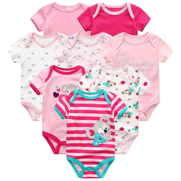 8Pcs Of Short Sleeve Infant Romper Set