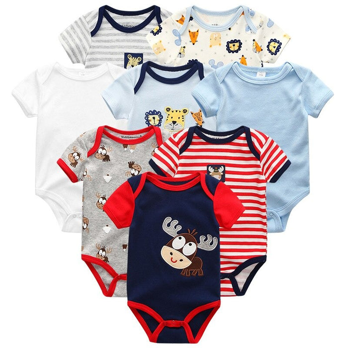 8Pcs Short Sleeve Infant Bodysuit Set