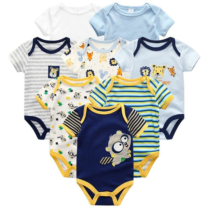 8Pcs Of Short Sleeve Infant Romper Set